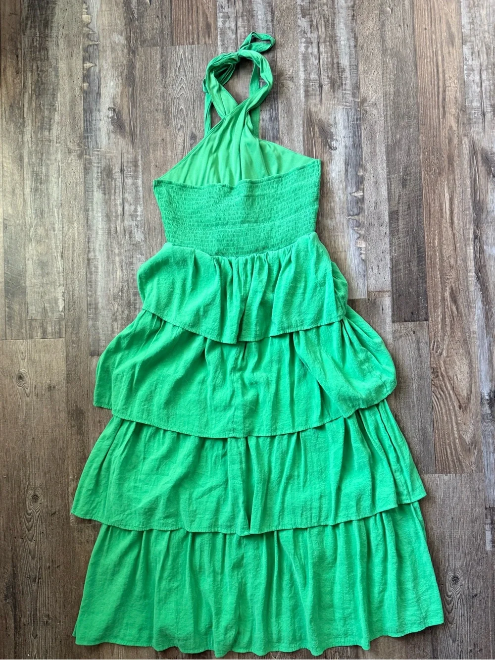 Green Ruffled Maxi Dress - Picture 2 of 3